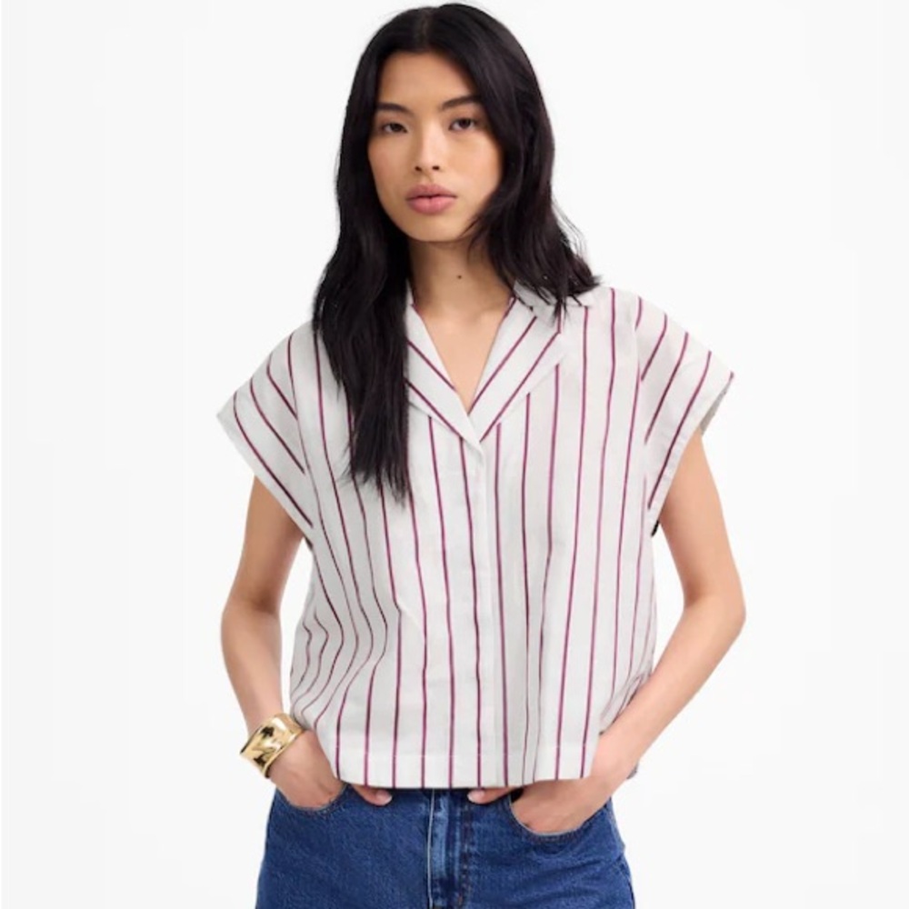 Madewell NWT Resort-Collar Shirt in Linen Cotton Size XS